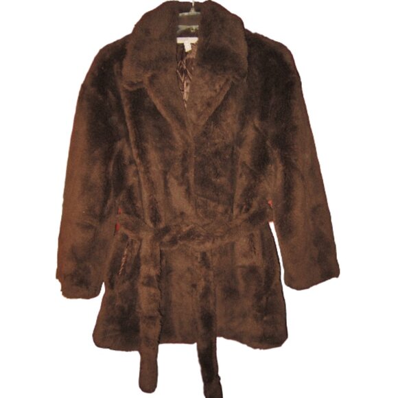 H&M 100% Wool 44 12 Wool Rare Teddy Coat Jacket Plush Fluffy Heavy Thick Brown - Picture 2 of 5